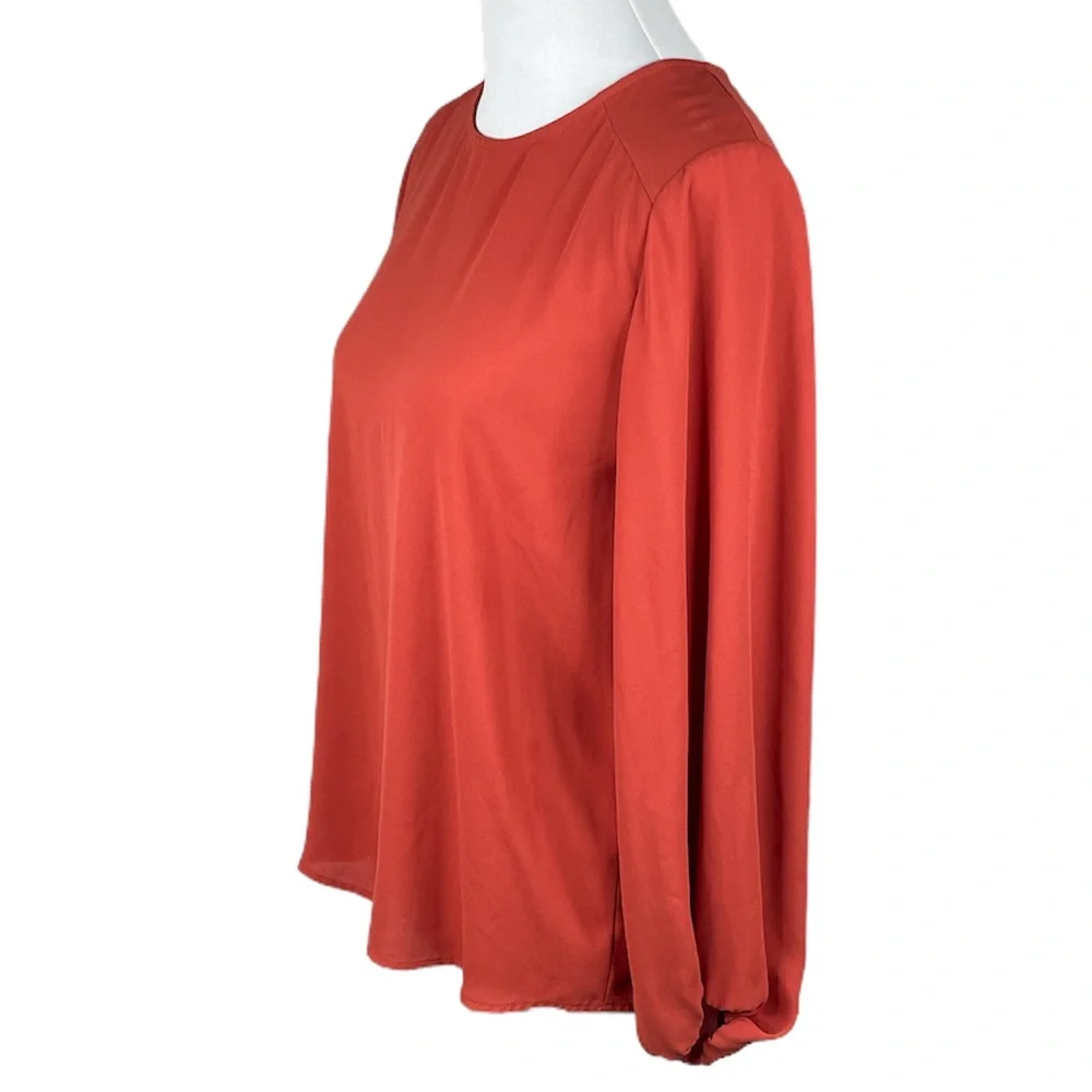 Loft Puffy Sleeves Blouse Burnt Orange Size Medium - Picture 4 of 7